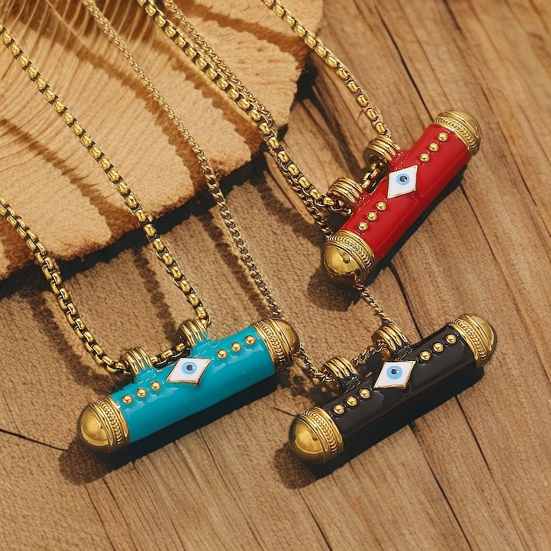 1 Piece Designable Cylinder Stainless Steel Natural Stone Women's Pendants Picture5