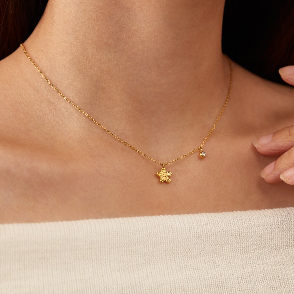 1 Piece Simple Series Simple Flower Stainless Steel Women's Pendant Necklaces h5Picture4