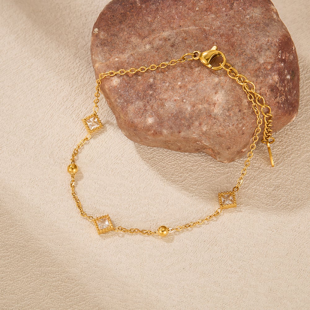 1 Stück Simple Series Tägliche geometrische Edelstahl Gold Farbe Damen Charm Armbänder h5Bild4