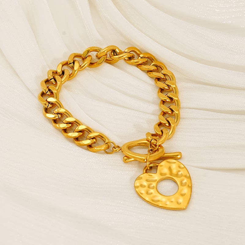 Heart Stainless Steel Gold Color Charm Bracelets Picture5