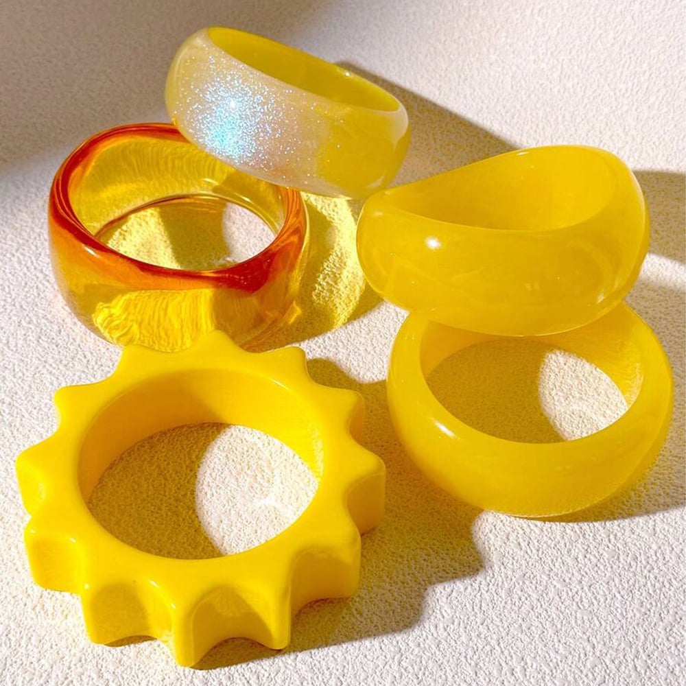 Simple Series Lemon - yellow Round Resin Bracelets for Women h5Picture3