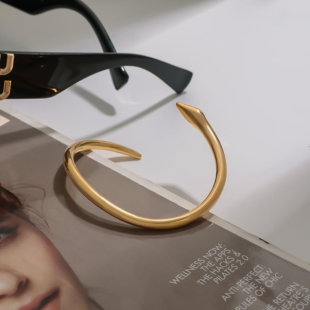 1 Piece Luxury Style Snake Shape Stainless Steel Gold Color Women's Bangles h5Picture5