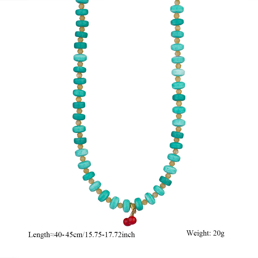 Vivid Nature Stone Beads Stainless Steel Gold Color Women's Beaded Necklaces h5Picture2