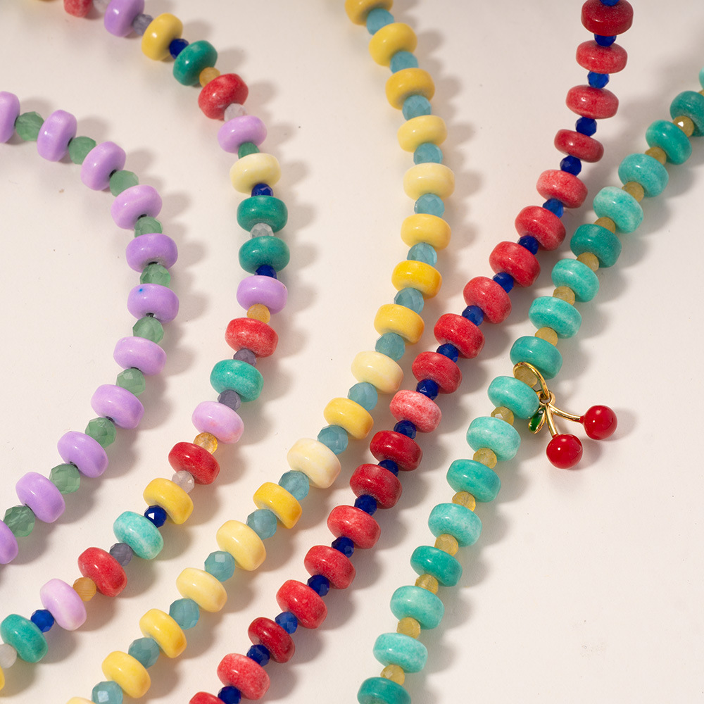 Vivid Nature Stone Beads Stainless Steel Gold Color Women's Beaded Necklaces h5Picture3