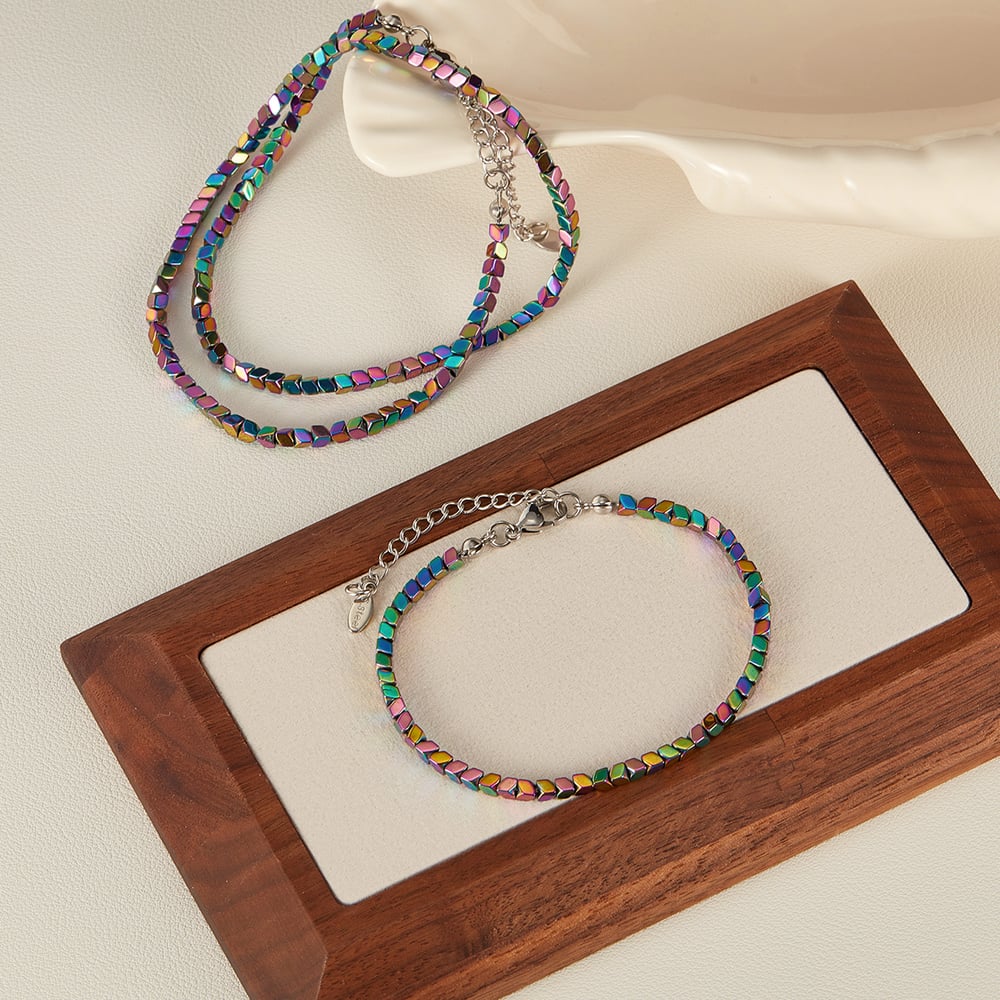 Collane a strati da uomo in acciaio inossidabile con perline colorate h5Immagine4