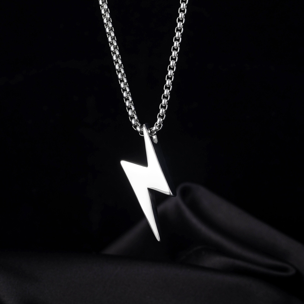 1 Piece Subtle Lightning Stainless Steel Gold Color Men's Pendant Necklaces h5Picture8