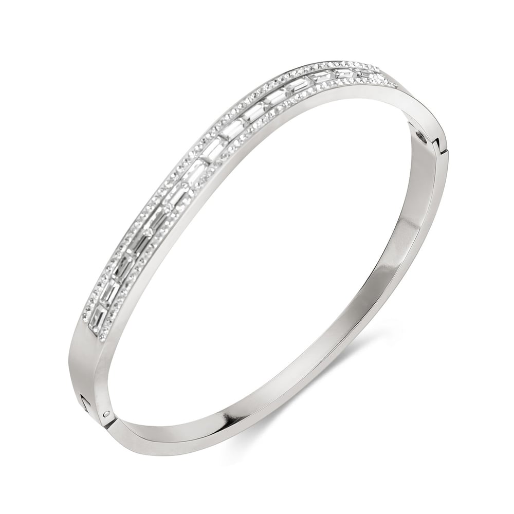 1 pieza de pulseras elegantes de acero inoxidable con diseño geométrico de serie simple para mujer h5Imagen6