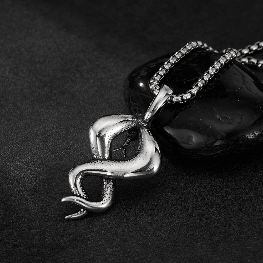 1 pezzo di collana da uomo in acciaio inossidabile a forma di serpente punk h5Immagine5