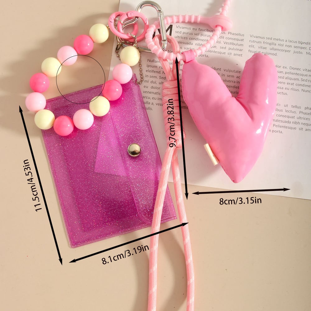 Sweet Cute Three-Dimensional Pink Heart Women's Bag Charms Picture7