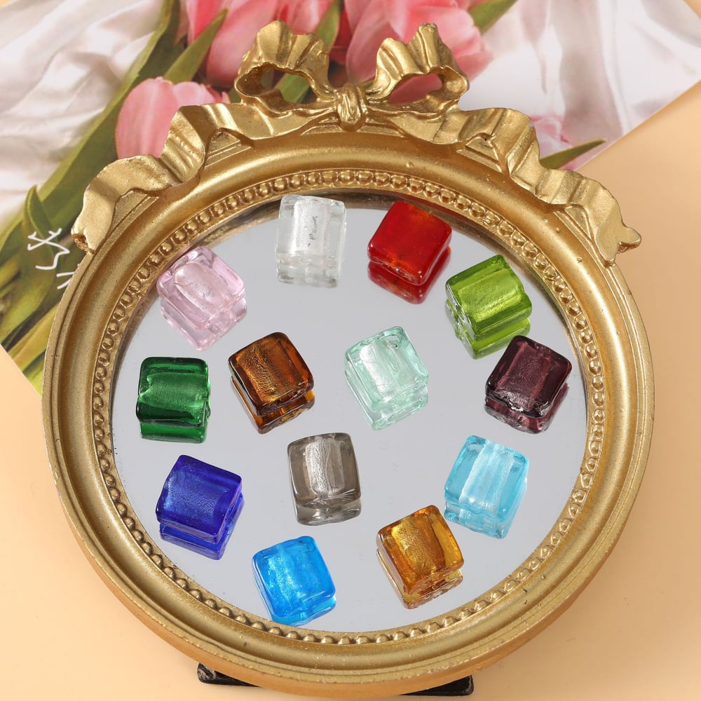 Perline di vetro colorate quadrate scintillanti fai da te per gioielli h5Immagine3