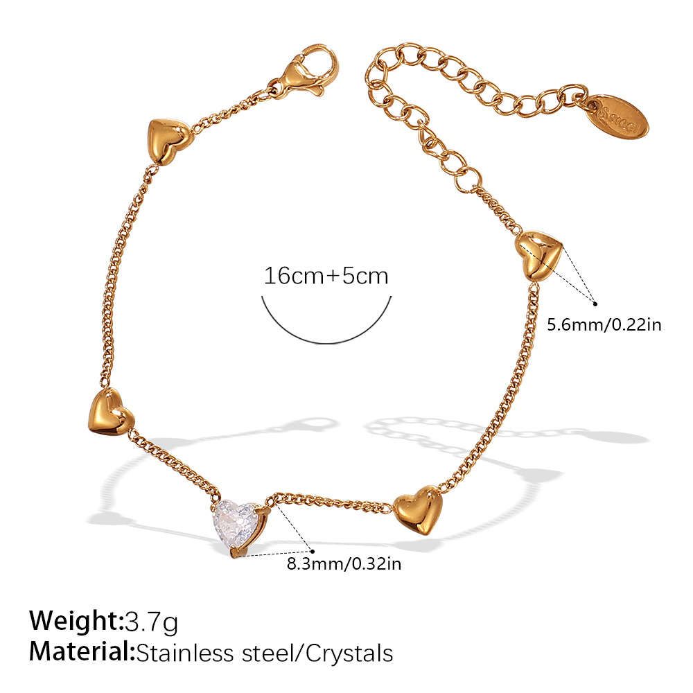 1 Piece Heart Stainless Steel Gold Color Chain Necklace 