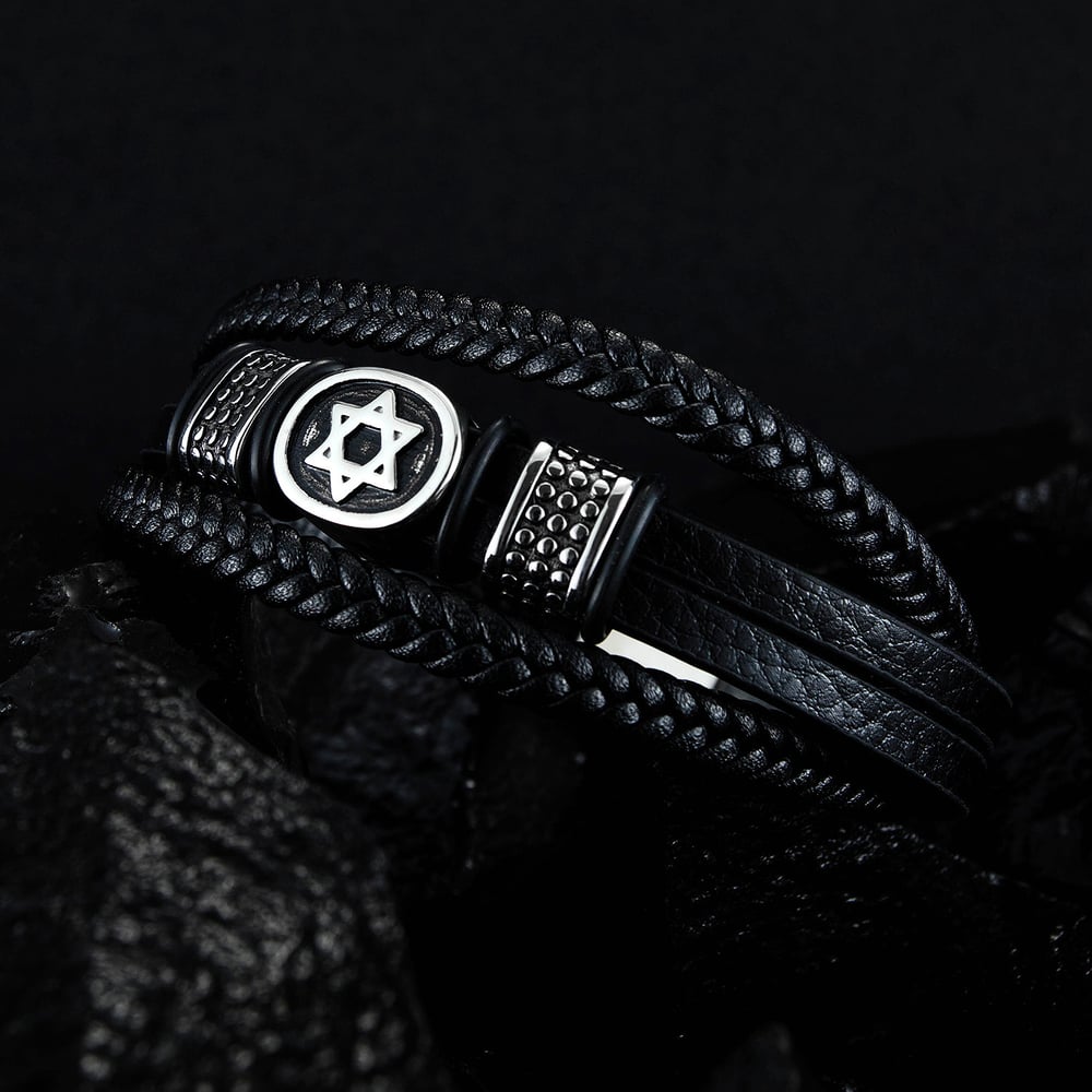 1 Piece Chic Hexagram Stainless Steel Men's Bracelets h5Picture2