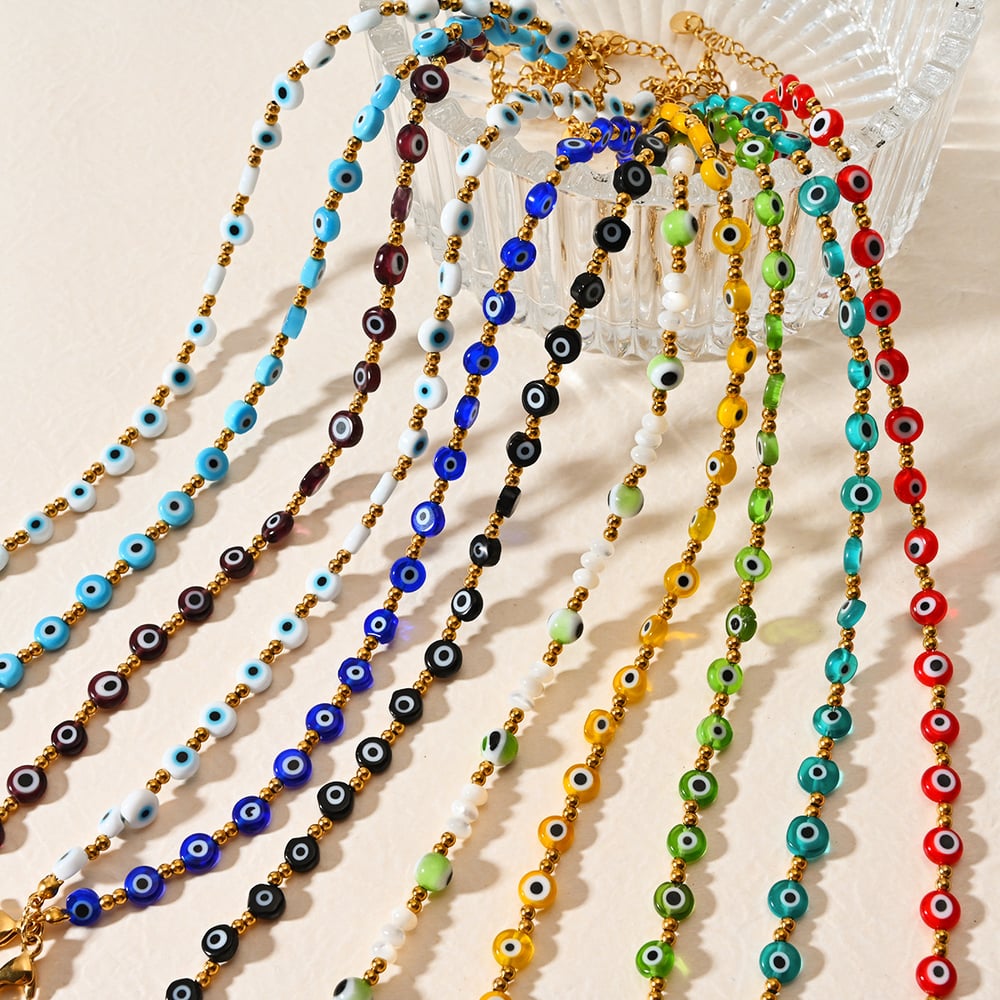 Classic Series Eye Resin Gold Color Women's Beaded Necklaces Picture4