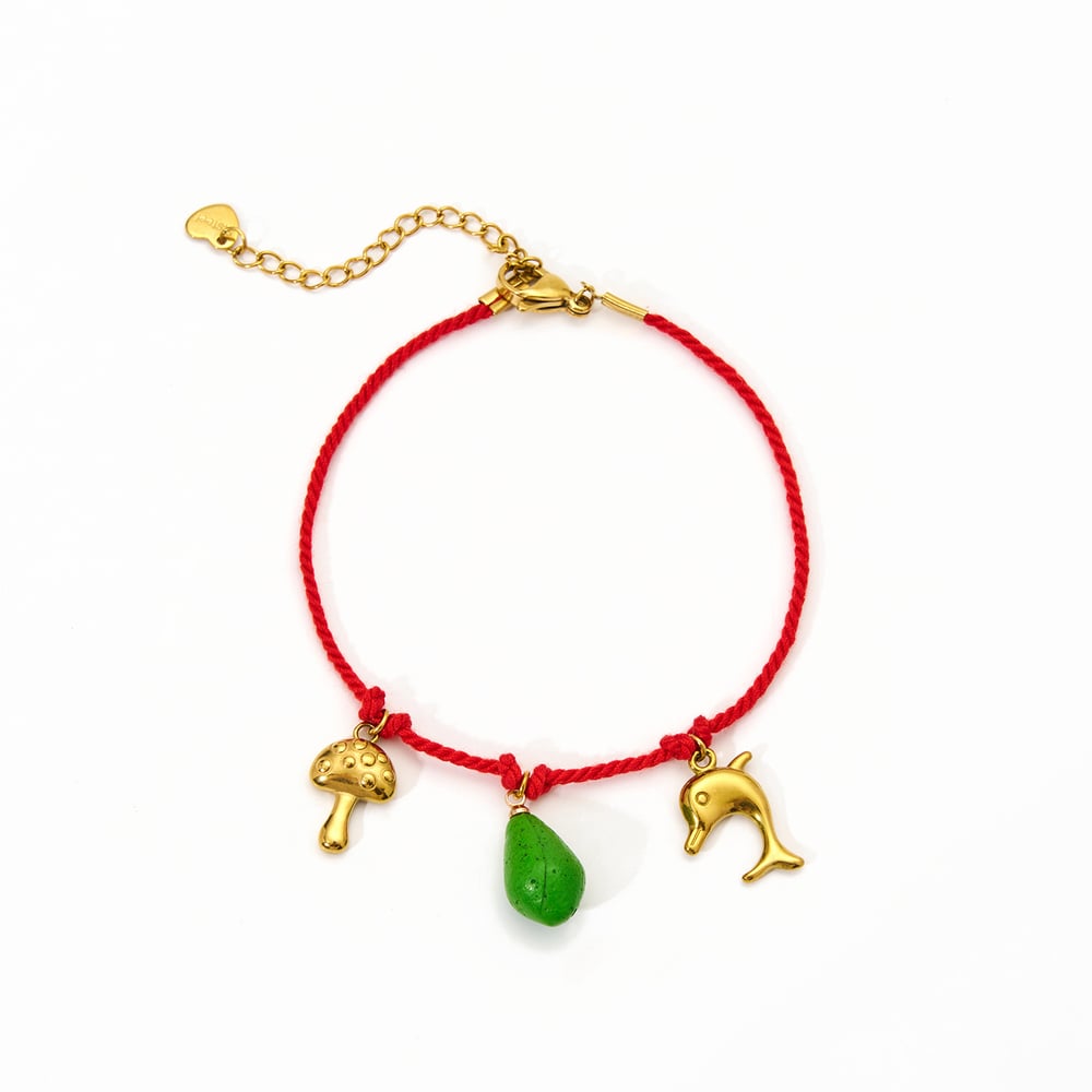 Contrast Color Fruits Cotton Rope Stainless Steel Women's Charm Bracelets