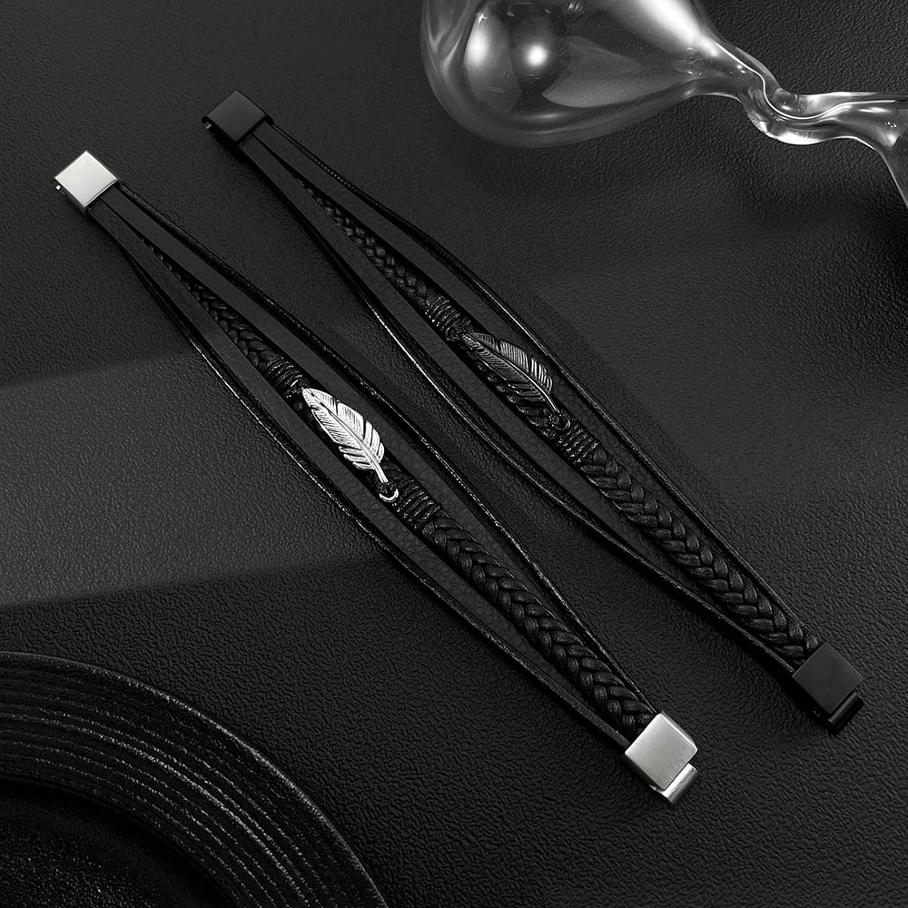 1 Piece Understated Feather Stainless Steel Men's Bracelets h5Picture4