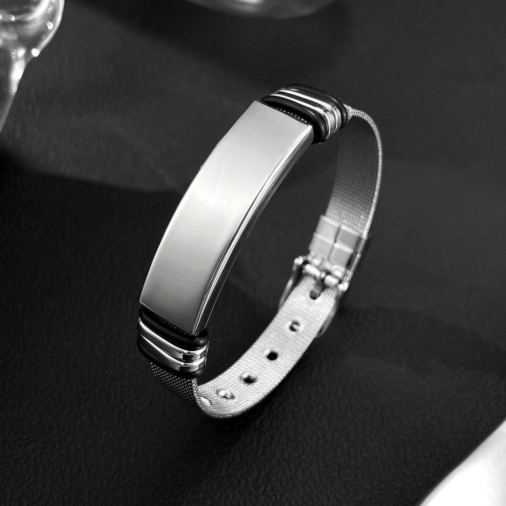 Pulseras de cadena rectangulares de acero inoxidable para hombre, serie Designable, 1 pieza Imagen3