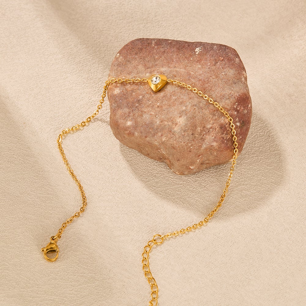 1 Stück Simple Series Vacation Heart Edelstahl Goldfarben Damen Fußkettchen h5Bild6