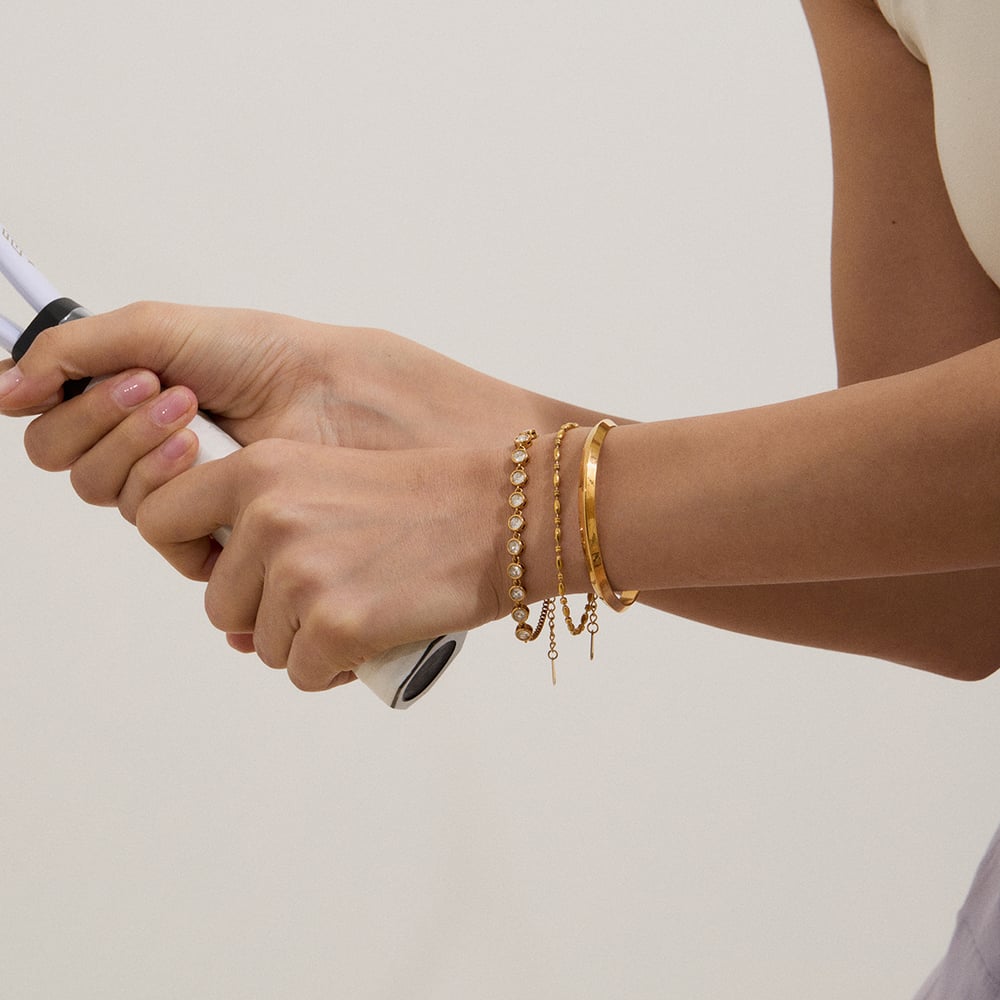 1 Piece Classic Stainless Steel Gold Color Women's Chain Bracelets h5Picture3