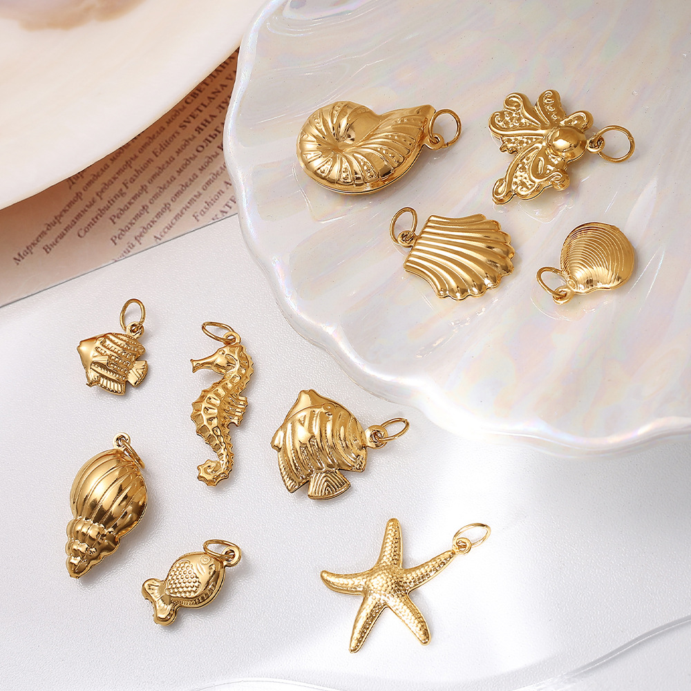 Marine Organism Titanium Steel Gold Color Hollow Women's Pendants h5Picture2