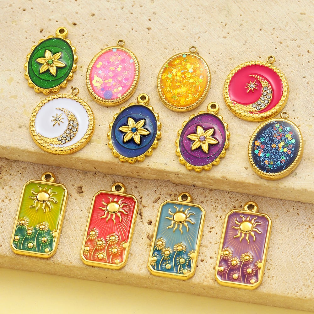1 Piece Luxurious Series Exquisite Tarot Stainless Steel Gold Color Women's Pendants h5Picture3