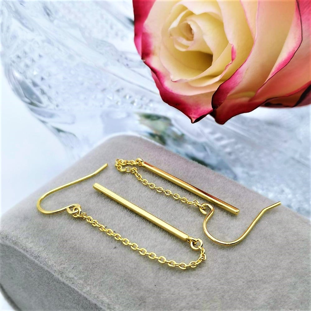 Orecchini da donna semplici a catena lunga h5Immagine5