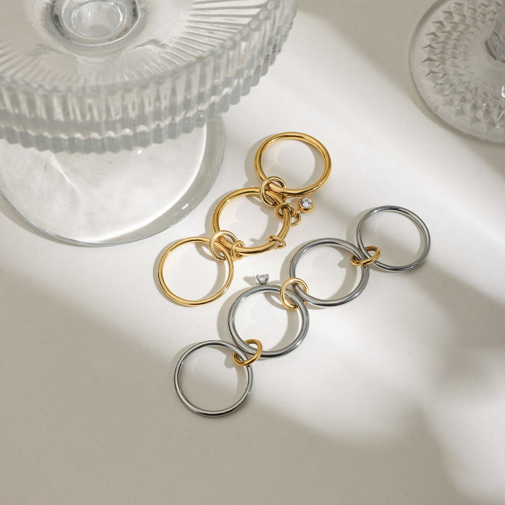 Simple Annular Stainless Steel Gold Color  Minimalist Rings h5Picture4