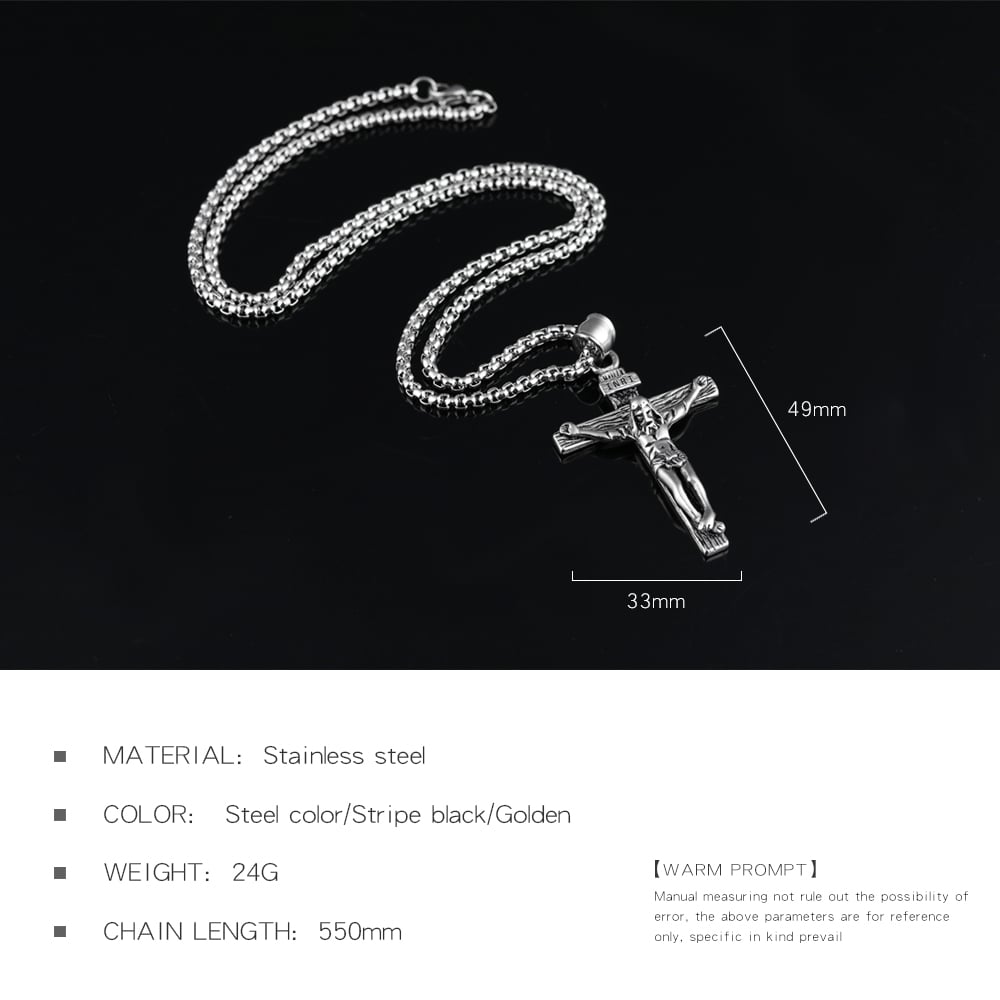 Religious Cross Stainless Steel Gold Color Men's Necklaces h5Picture7