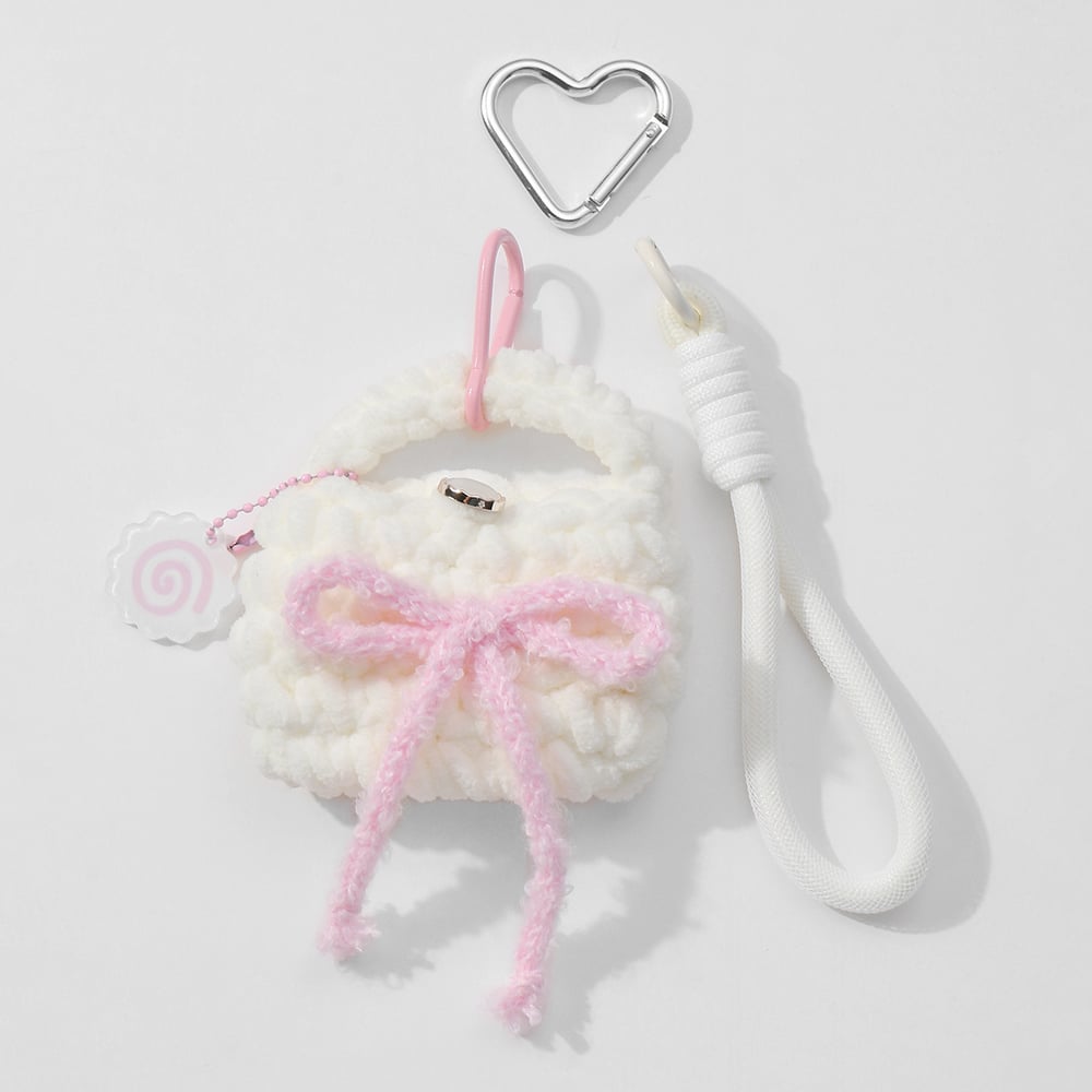 1 Piece Cute Woolen Mini Bag Love Heart with Cherry Bag Charms Picture5