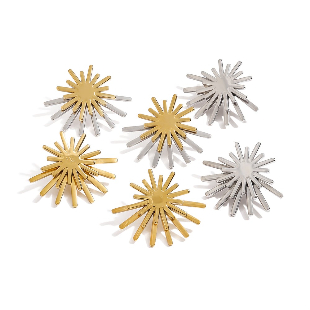 Sun Stainless Steel Gold Color Women's Stud Earrings Picture7