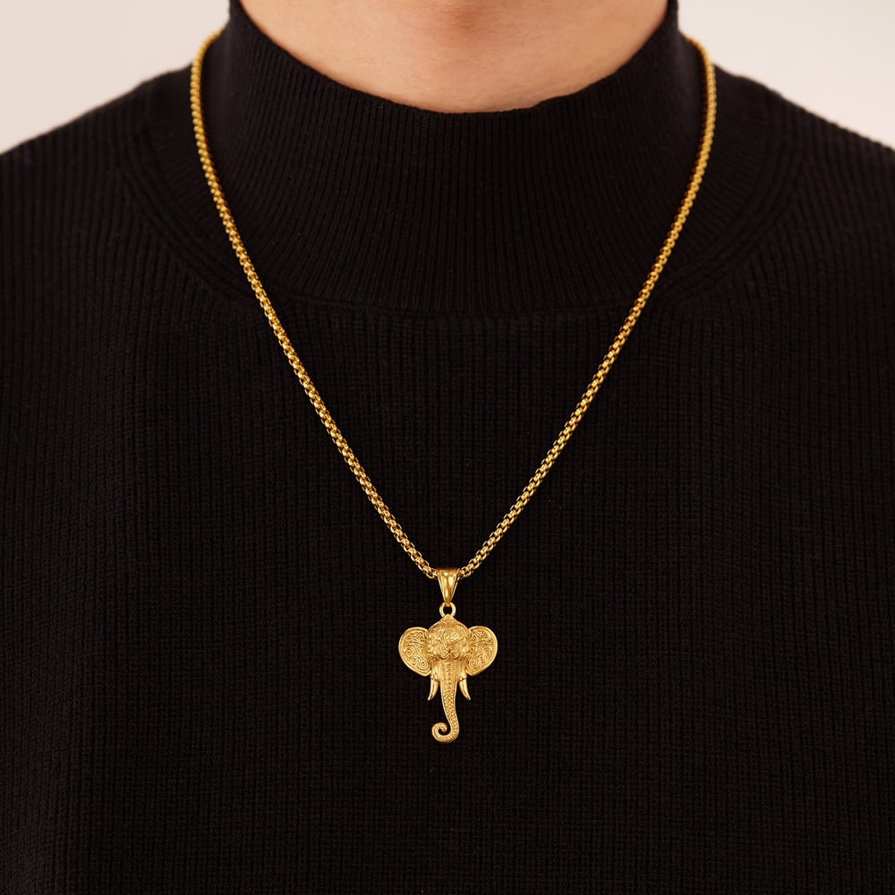 1 Adet Karmaşık Fil Paslanmaz Çelik Erkek Kolye h5Resim5