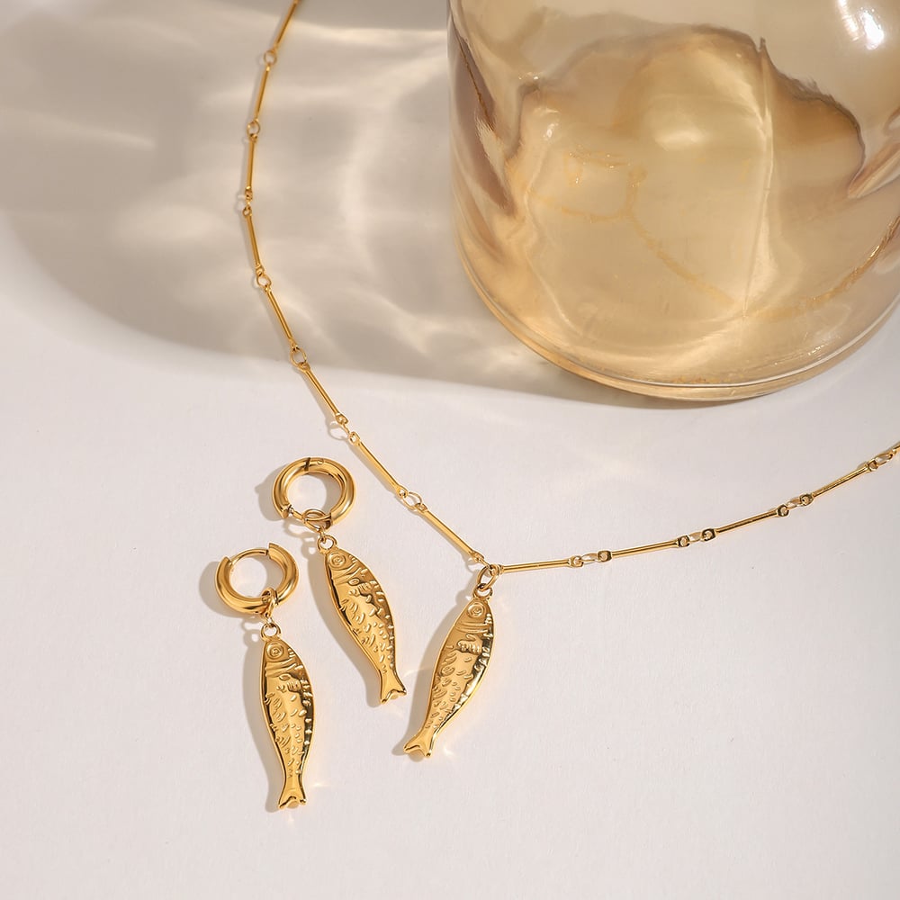 Cute Fish Stainless Steel Gold Color  Drop Earrings Picture3