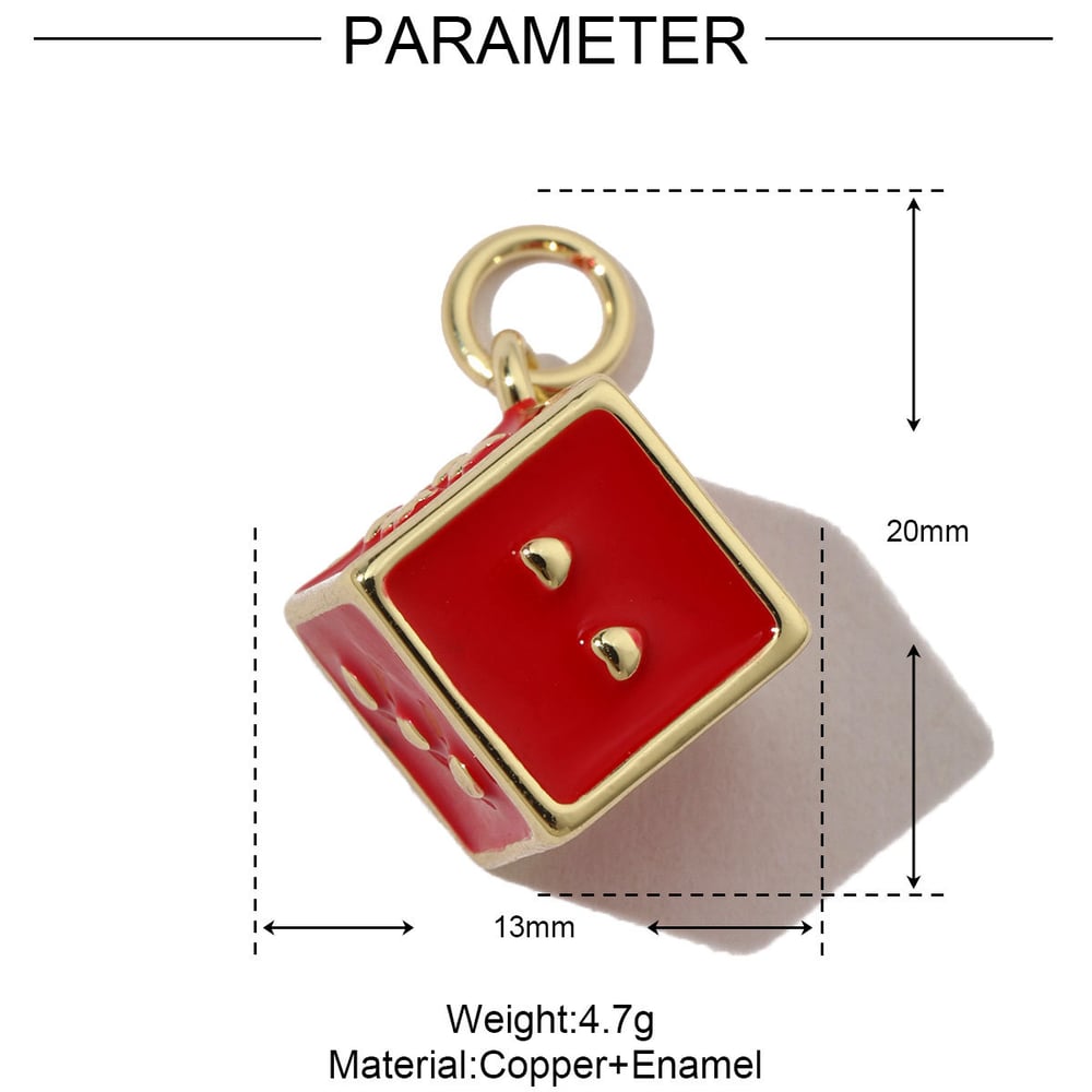 1 Piece Modern Series Daily Dice Shape Copper Gold Color Women's Pendants h5Picture2