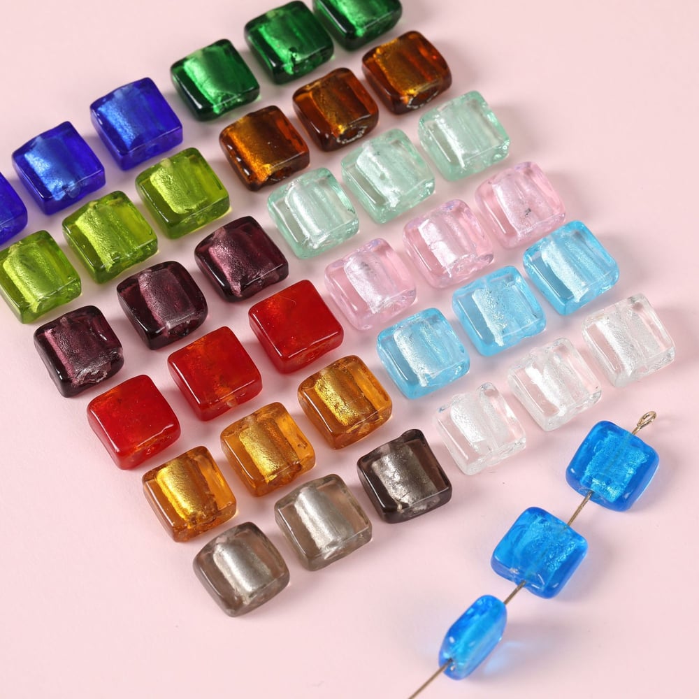 Perline di vetro colorate quadrate scintillanti fai da te per gioielli h5Immagine2