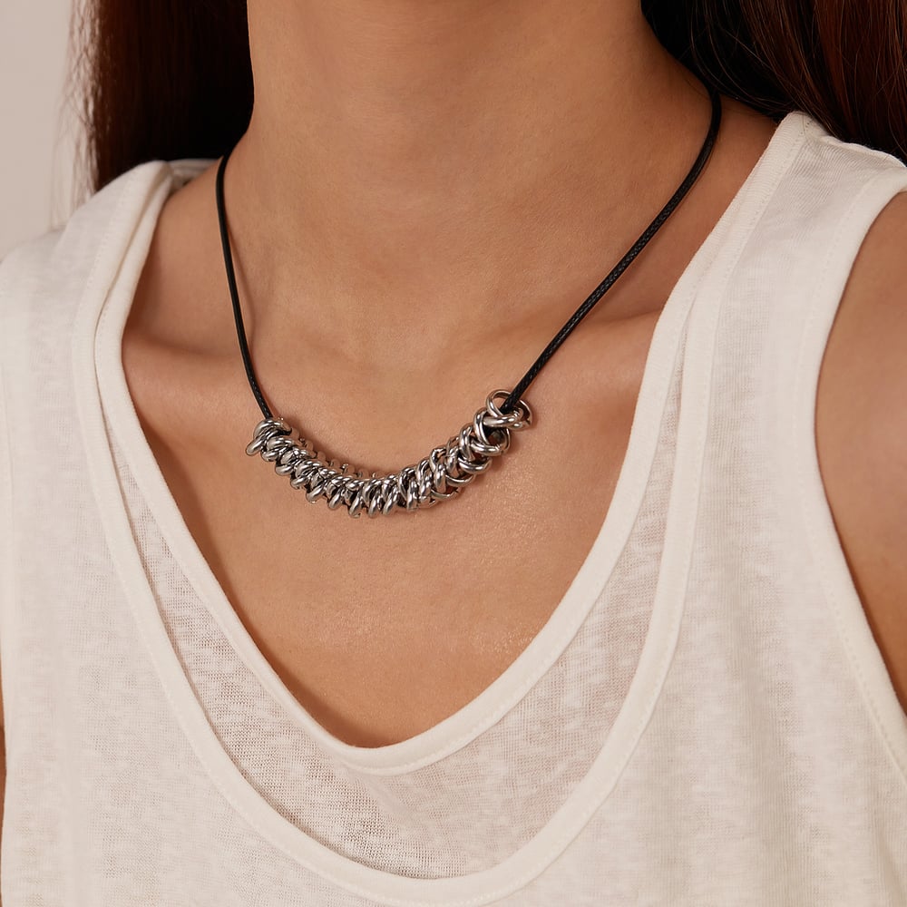 Halat Patchwork Paslanmaz Çelik Erkek Zincir Kolyeler Resim5