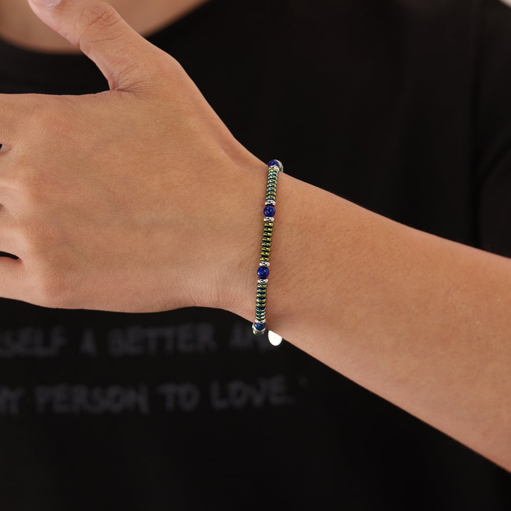 Vintage Annulus Paslanmaz Çelik Erkek Boncuklu Bilezikler Resim5