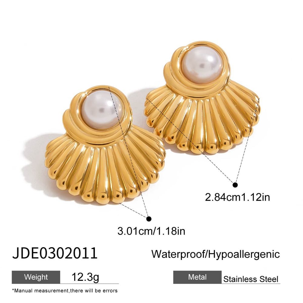 Retro Stainless Steel Gold Color Stud Earrings Picture2
