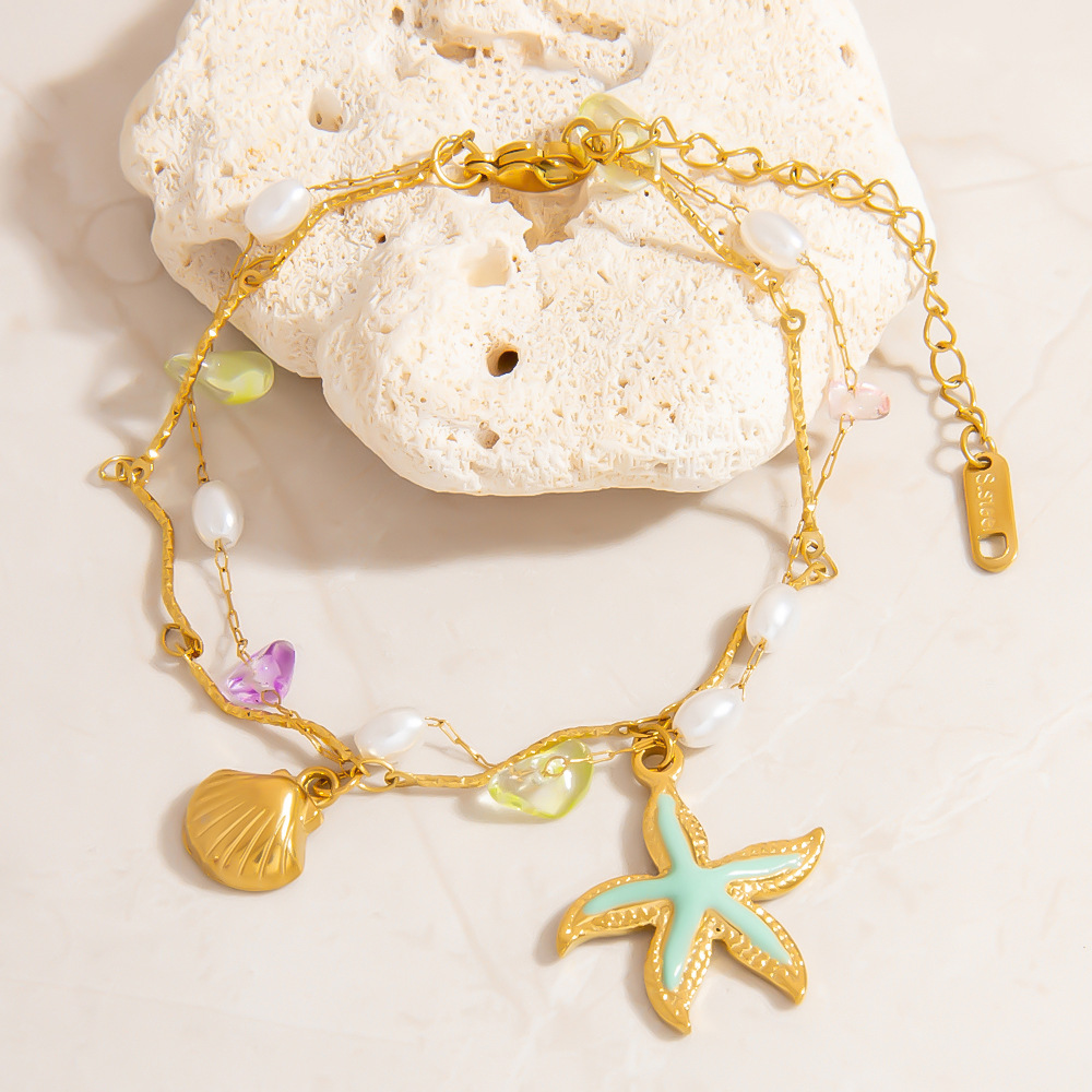 Oceanic roestvrijstalen armbanden met gouden bedel h5Afbeelding3