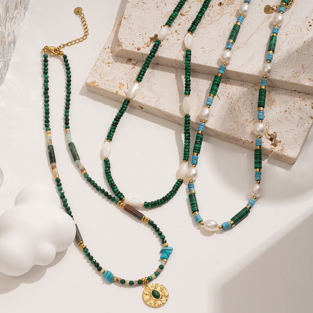 Bohemian Geometric Malachite Women's Beaded Necklaces Picture3