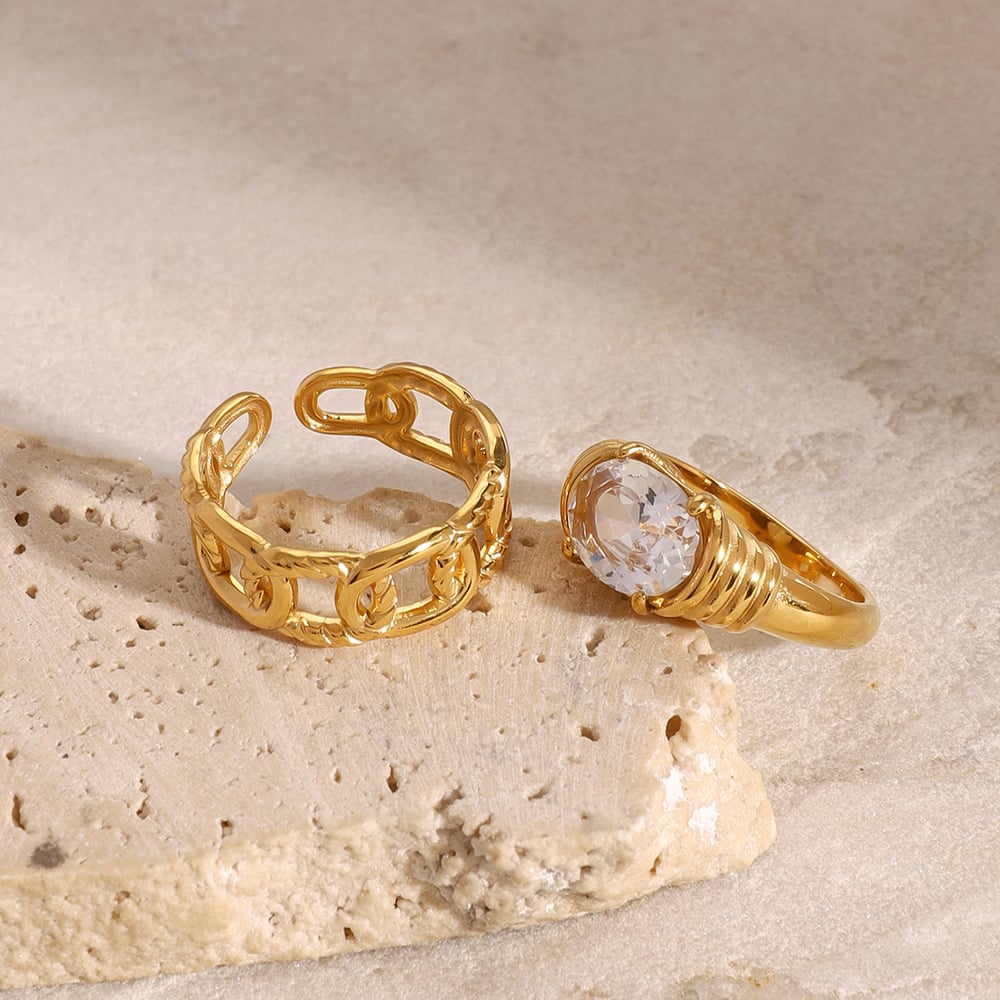 1 Piece Classic Geometric Stainless Steel Gold Color Women's Single Rings Picture5