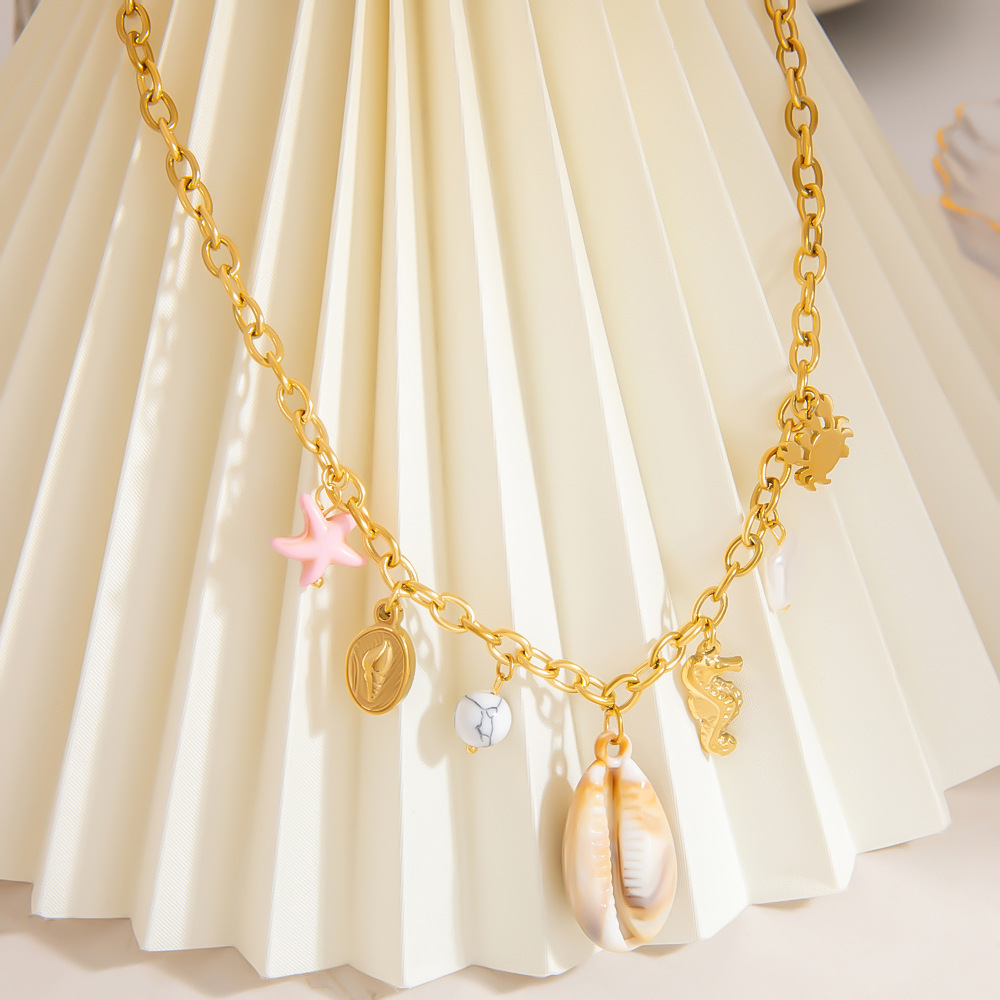 Oceanic Stainless Steel Gold Color Pendant Necklaces h5Picture4