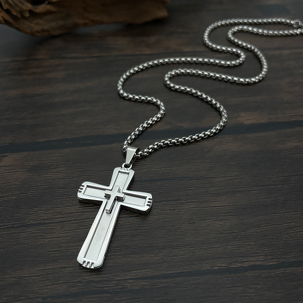 1 Piece Modern Cross Stainless Steel Gold Color Men's Pendant Necklaces Picture9