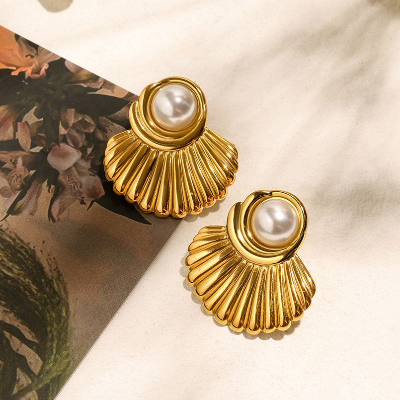 Retro Stainless Steel Gold Color Stud Earrings Picture4