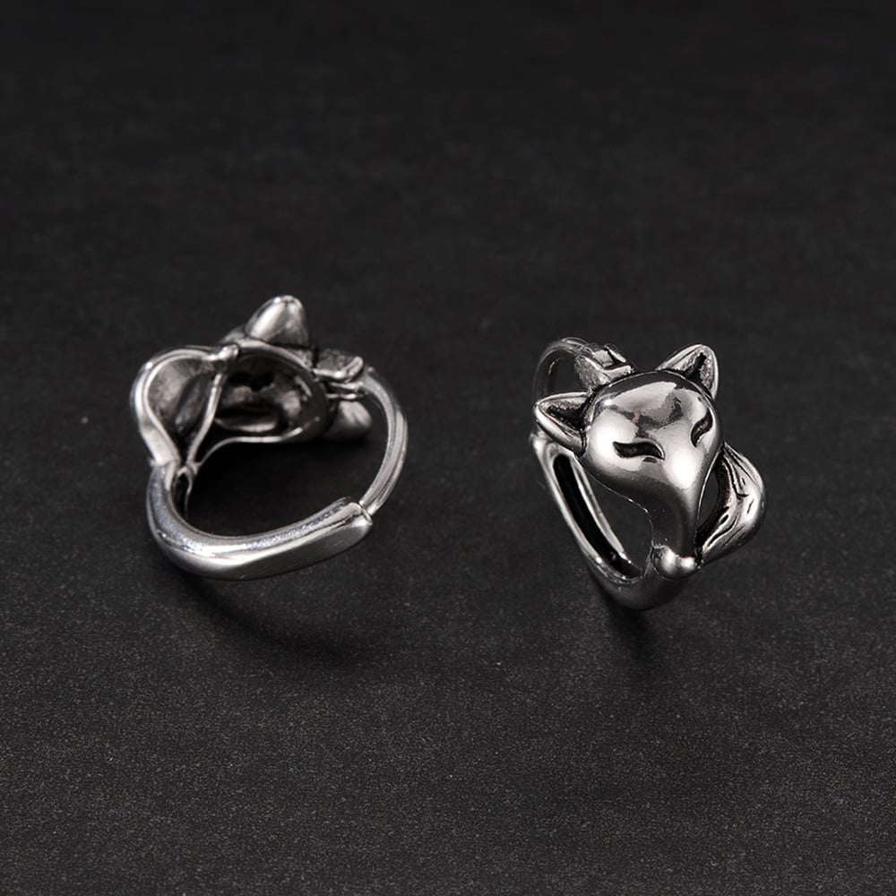 1 Piece Designable Series Chic Fox Stainless Steel Men's Hoop Earrings h5Picture6