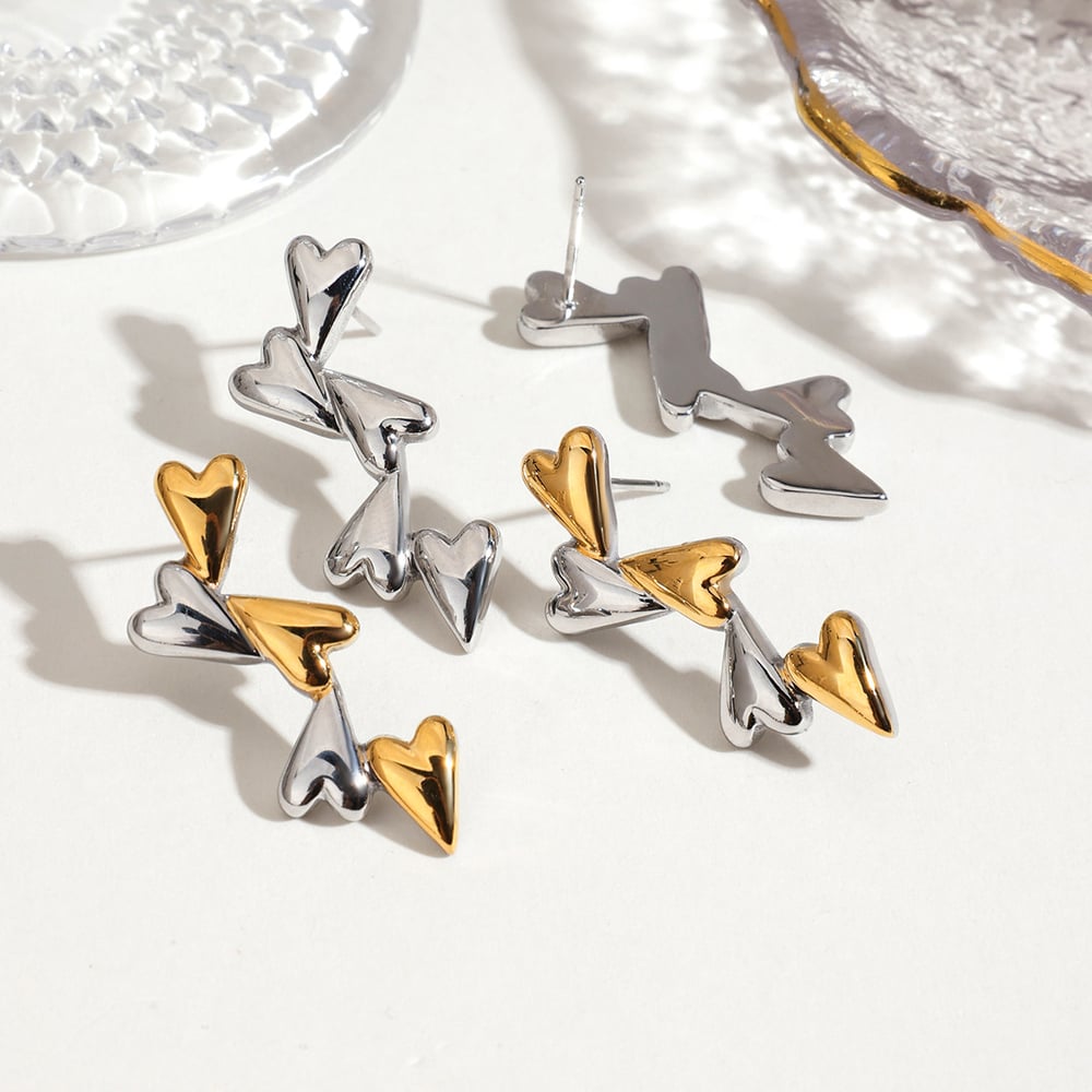 Heart Stainless Steel  MIxed Color Stud Earrings h5Picture3