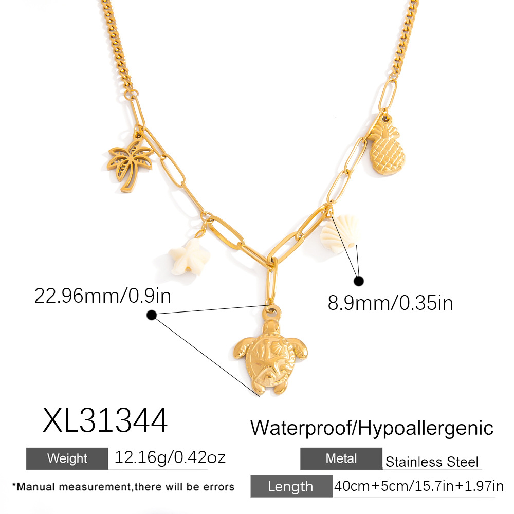 Oceanic Stainless Steel Gold Color Pendant Necklaces h5Picture2
