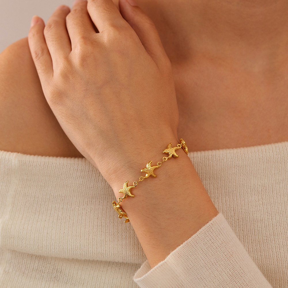 1 Piece Vacation Series Simple Seashell Stainless Steel Gold Color Women's Chain Bracelets h5Picture5