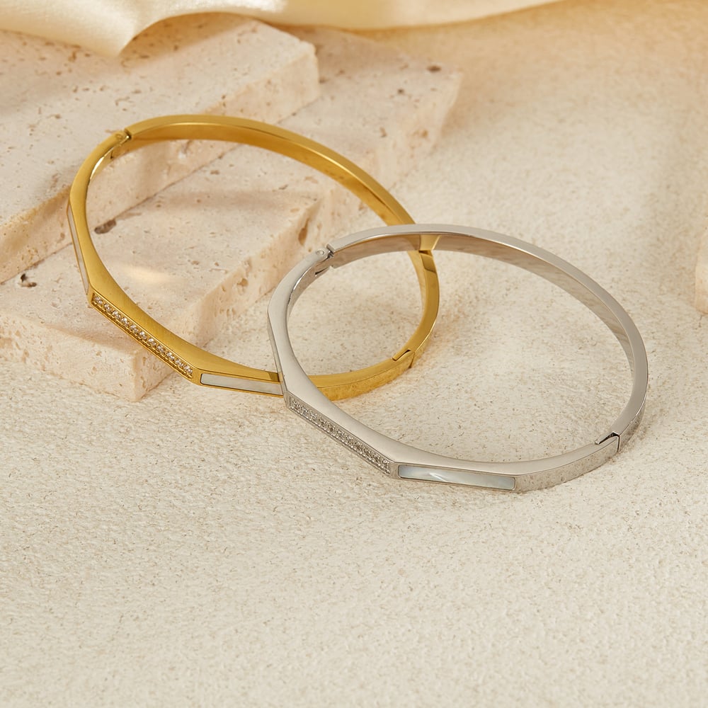 1 Piece Designable Series Retro Circle Stainless Steel Gold Color Women's Bangles h5Picture5