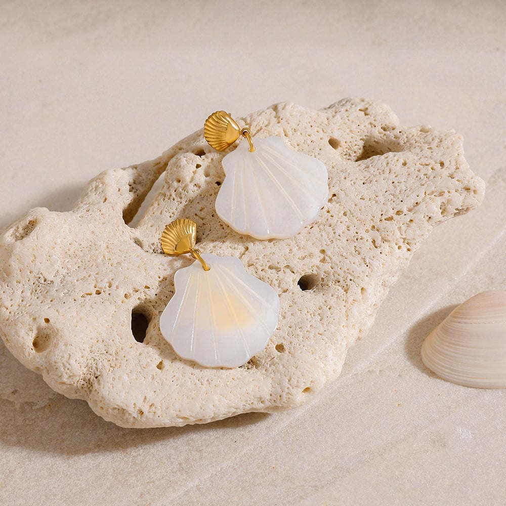 Shell Shape Stainless Steel Drop Earrings h5Picture3