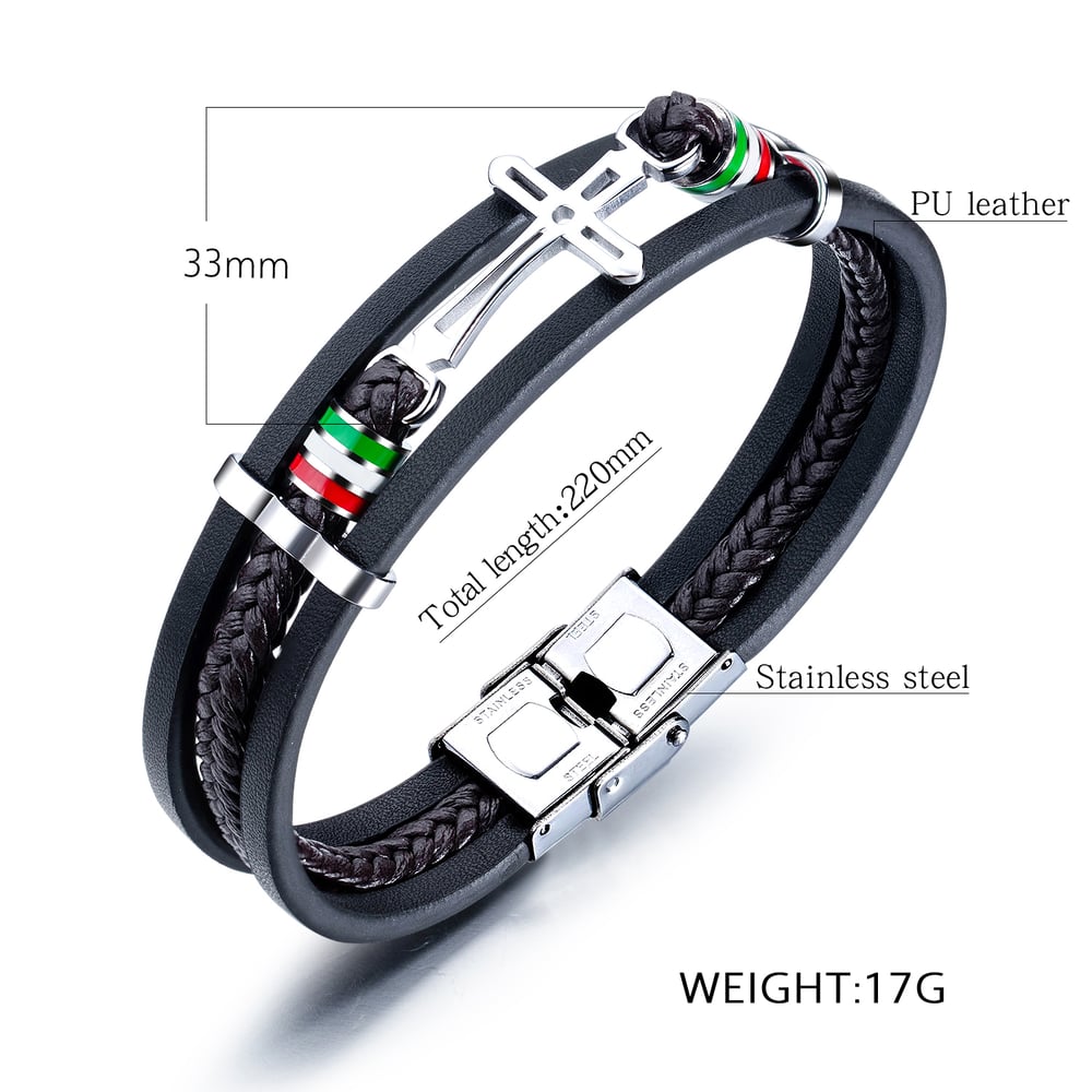 1 Piece Simple Cross Leather Men's Bracelets h5Picture5