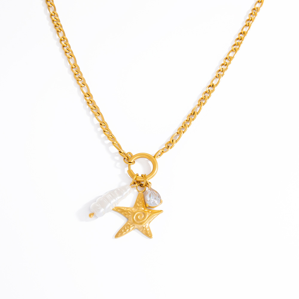 1 Piece Vacation Series Oceanic Stainless Steel Gold Color Women's Pendant Necklaces h5Picture6